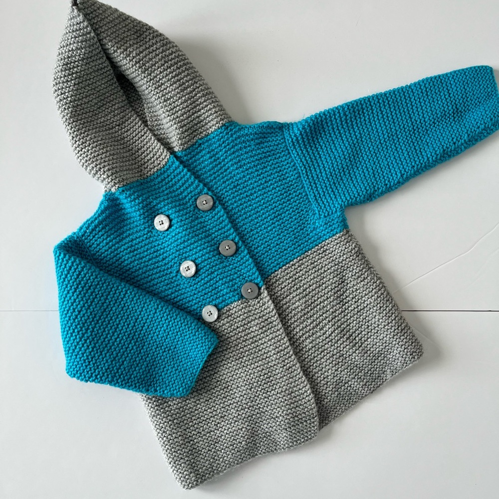 Handmade Hooded Kids Cardigan With Buttons
